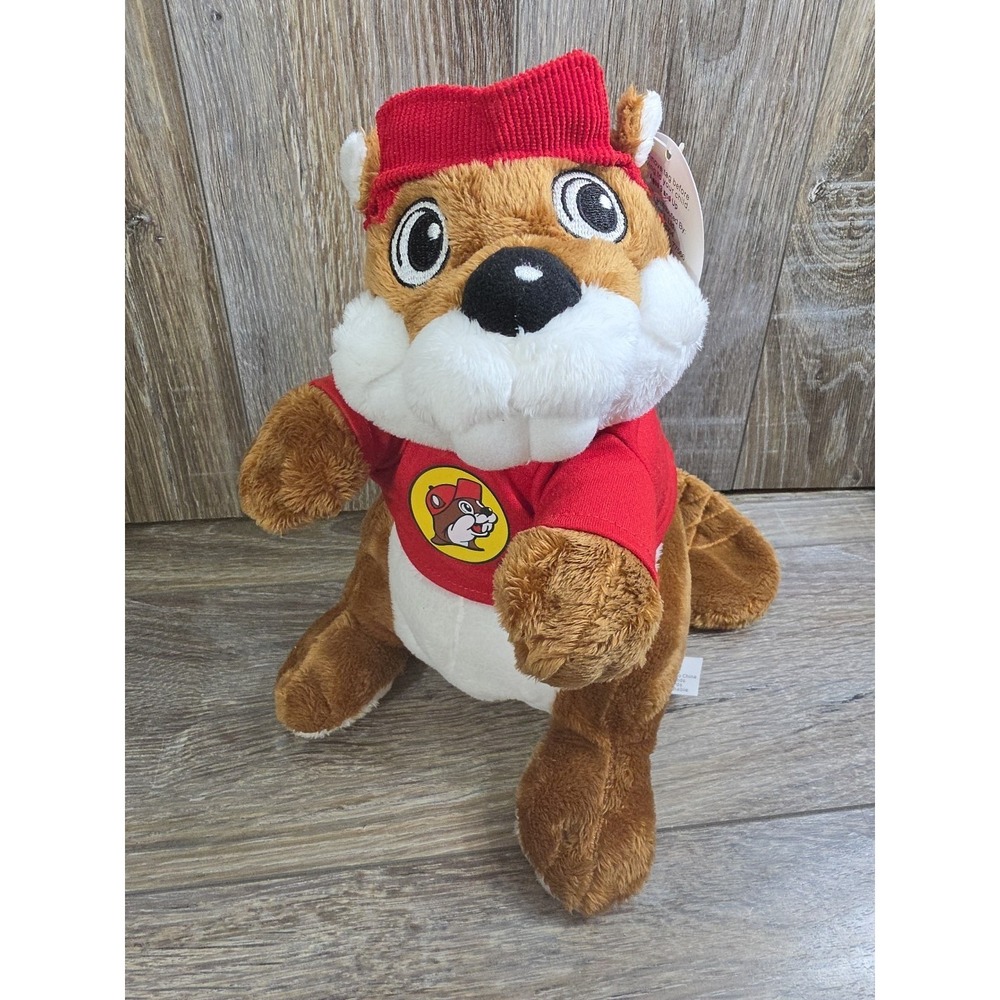 Classic Buc-ees Beaver Plush Stuffed 10" Wearing Hat‎ & Shirt - New With Tags